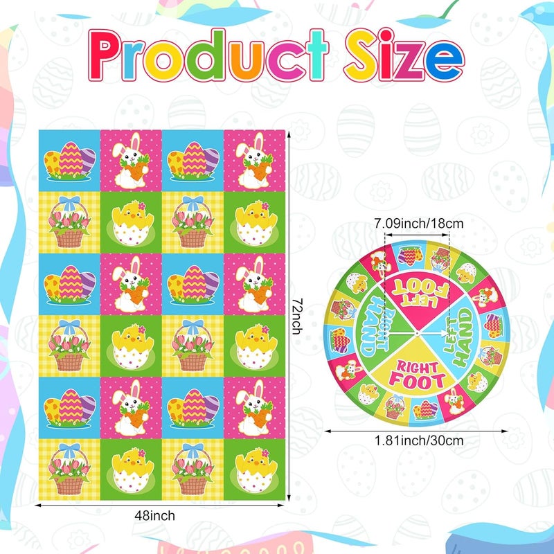 Civaner 3 Pcs Easter Party Game for Kids with Spinner Easter Conversation Party Twist Poses Mat Game with Conversation Mat Spinner for Classroom School - Image 2